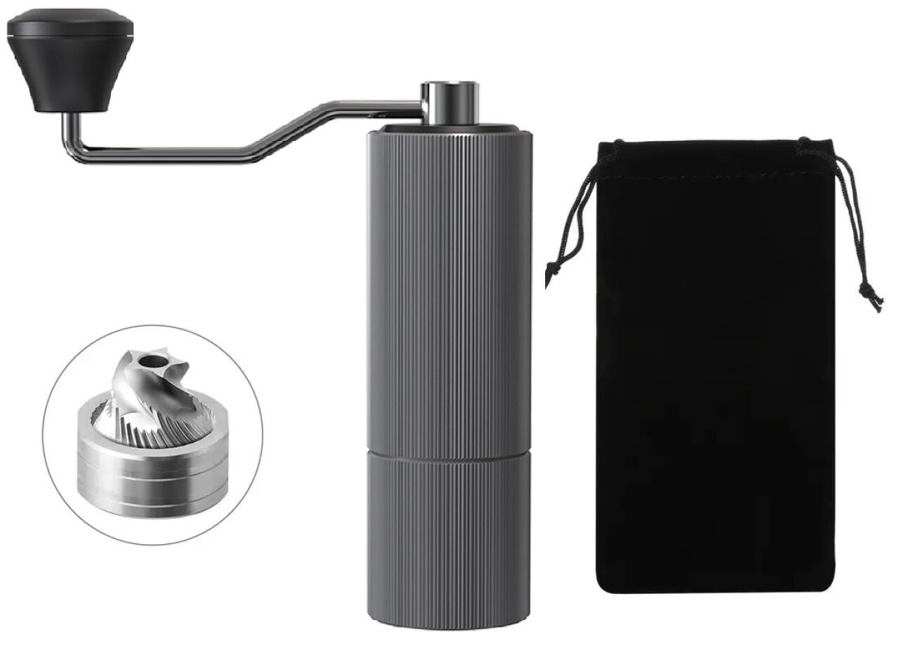 Ручна кавомолка JOQINEER Сталеві жорна з чохлом Gray