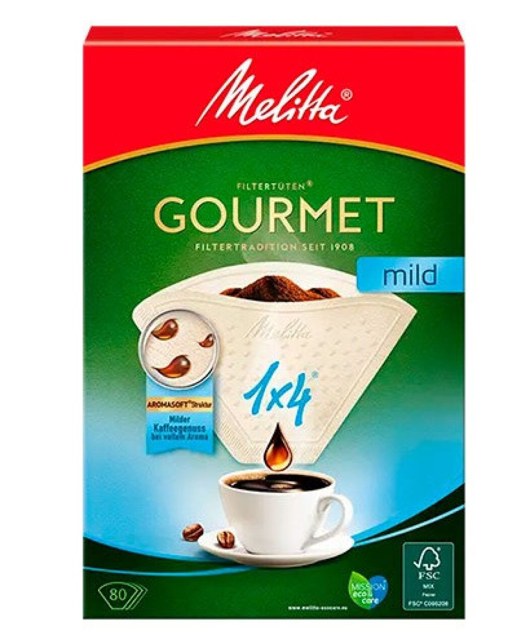 Фільтри Melitta GOURMET MILD 1x4 80 шт. Coffee filter