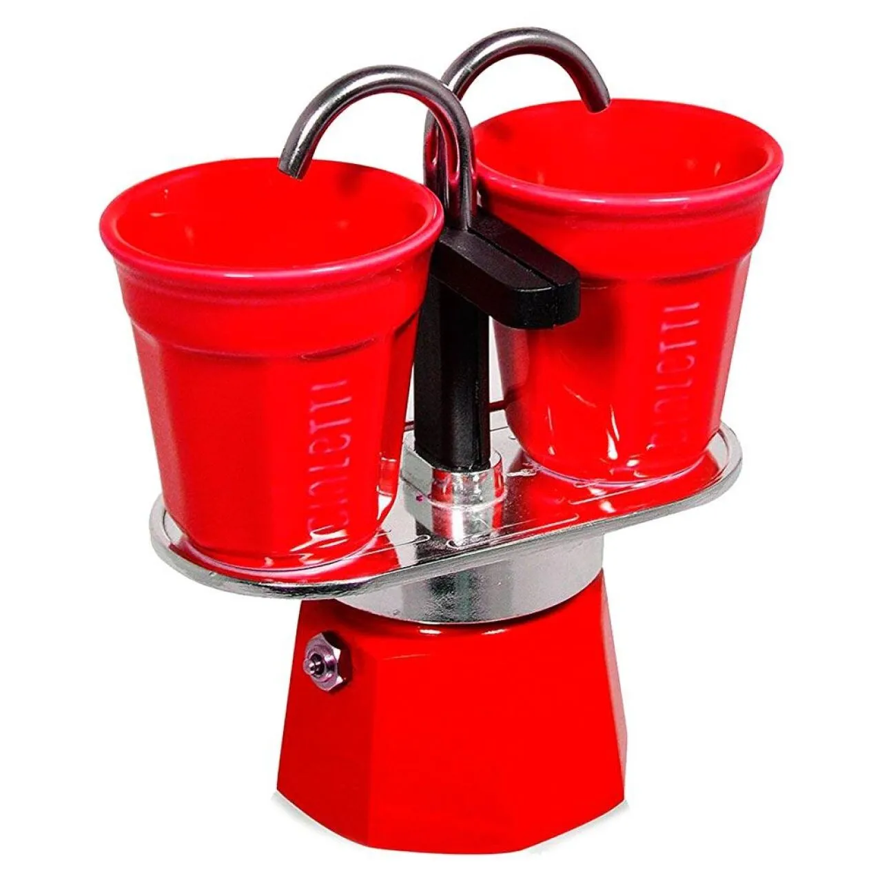 Гейзерна кавоварка Bialetti Mini Express Red на 2 чашки 80 мл. + 2 чашки