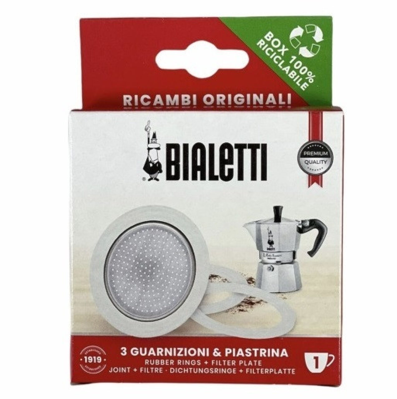 Комплект прокладок для Bialetti 3 ущільнювача + фільтр 1 cup Guarnizione