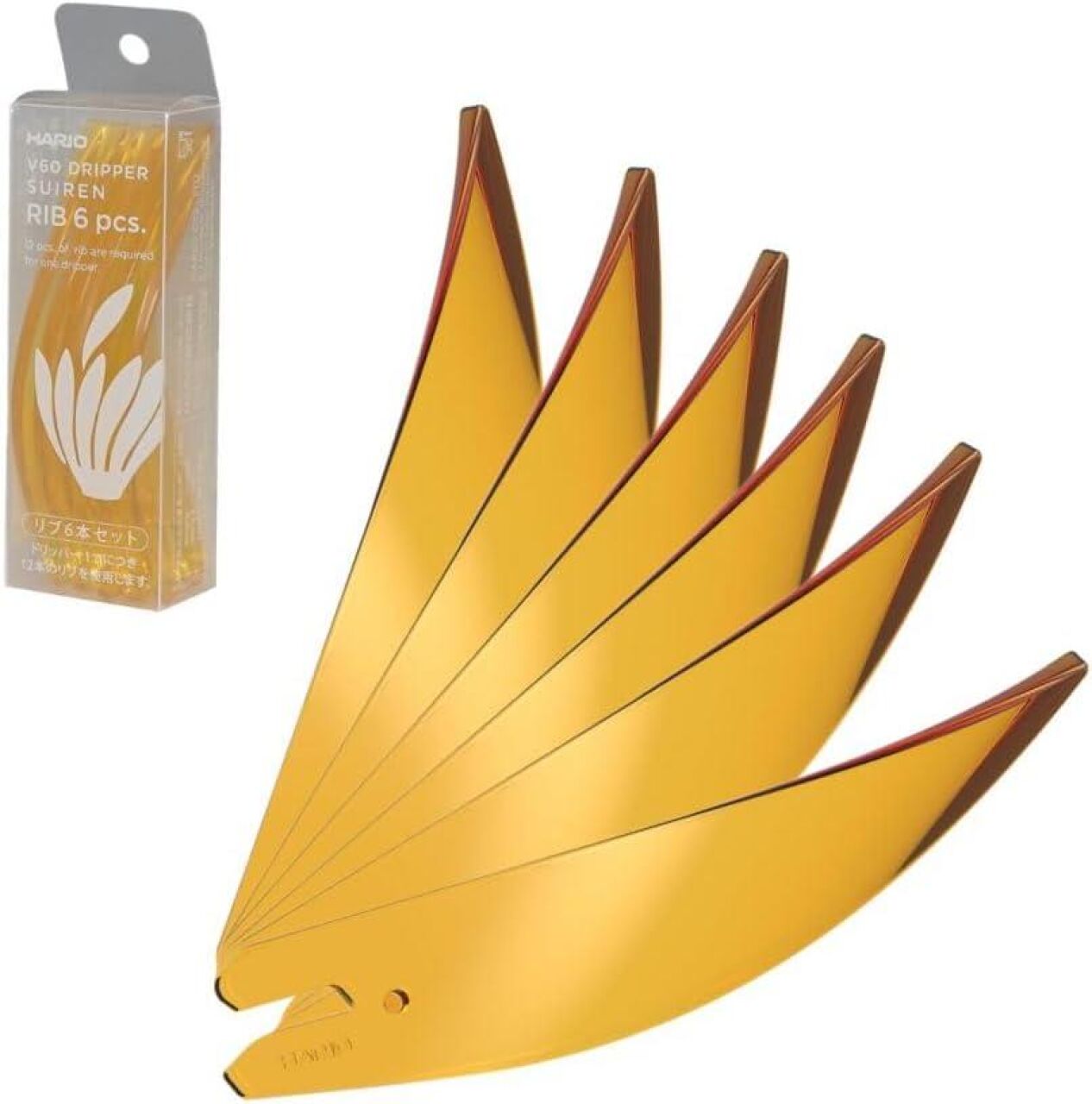 Комплект ребер Hario V60 Suiren Dripper Ribs 6 шт. Yellow