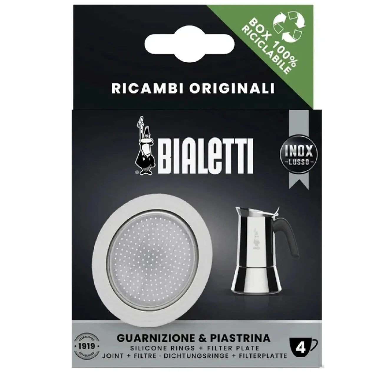Набір Bialetti 4 cup (Venus, Musa, Kitty) ущільнювач + фільтр для гейзерної кавоварки